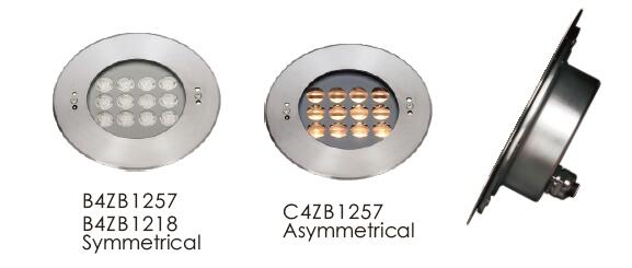 C4ZB1257 C4ZB1218 45 ° / 35 °ไฟ LED ใต้น้ำแบบอสมมาตรแบบฝังใต้น้ำ IP68 กันน้ำ 1