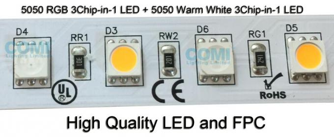 24V RGB + ไฟ LED Strip อ่อนสีขาวนวล 72 LEDs / M OEM / ODM ที่ยอมรับได้ 1