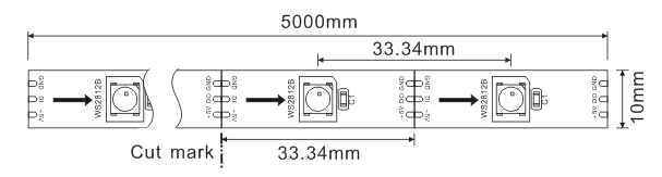 5VDC WS2812B ไฟ LED Strip แบบดิจิตอลแอดเดรส 30 พิกเซล / M และ 30 LEDs / M 0