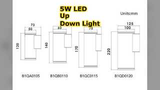 ไฟ LED ติดผนัง 5W ขึ้นลงโคมไฟกลางแจ้ง
